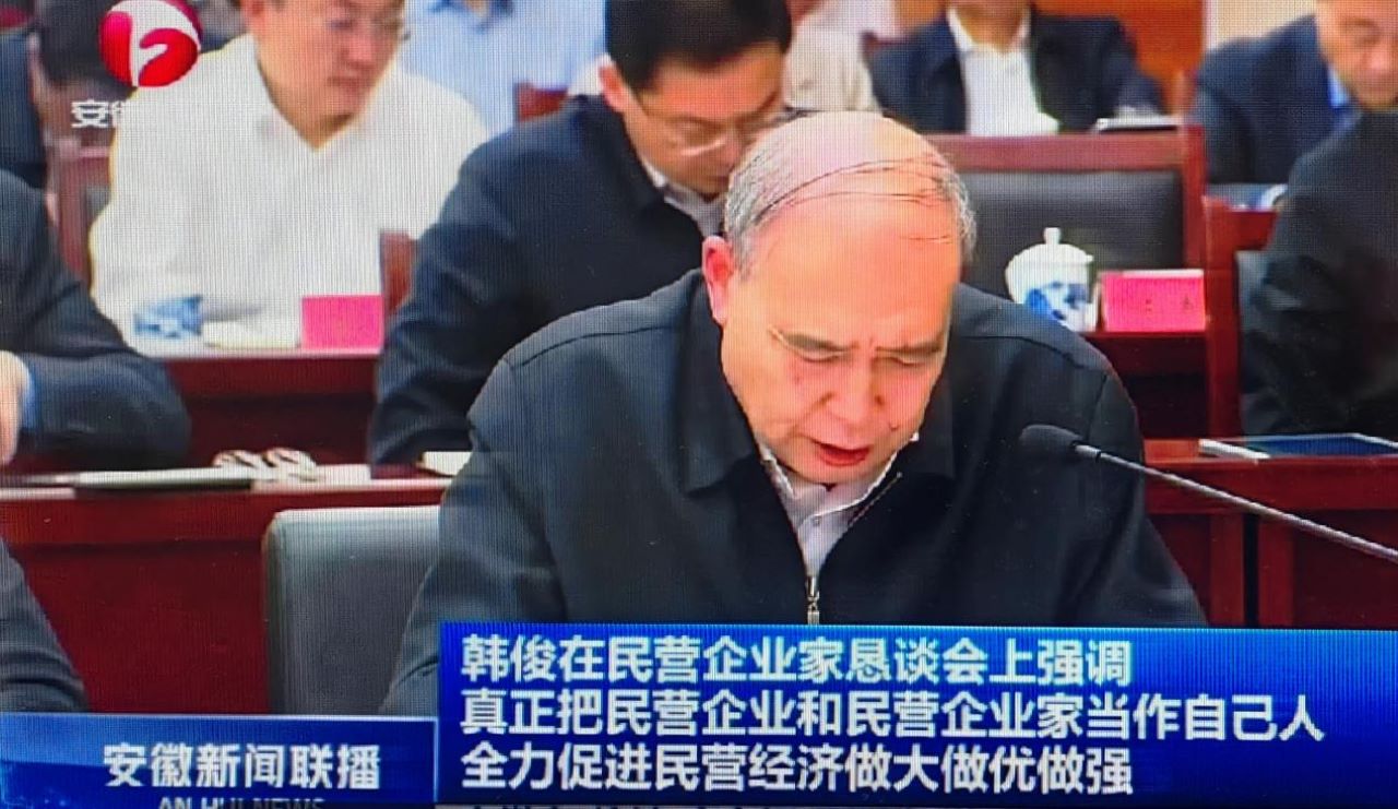 01-圖為皖南電機(jī)黨委書記、副董事長(zhǎng)管兵在作重點(diǎn)發(fā)言。（視頻截圖）